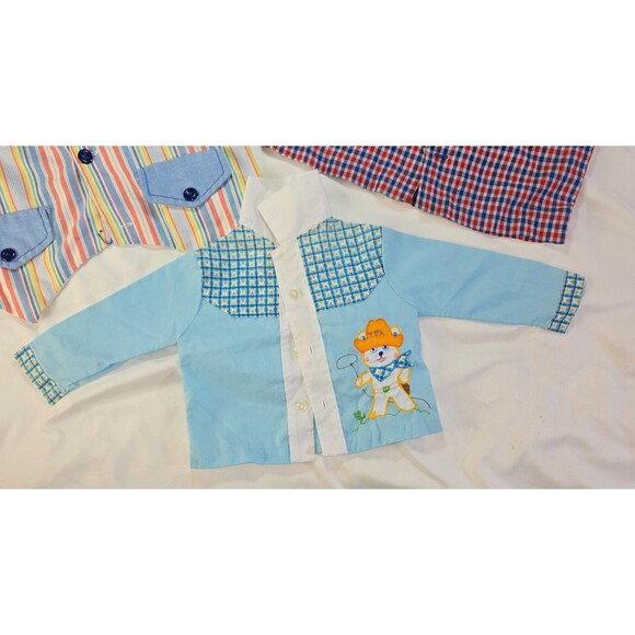 Infant Boy's 9-18 Month Dress Top Lot of 3 Catton Bros Cotton Candy Button Ups - Picture 2 of 16